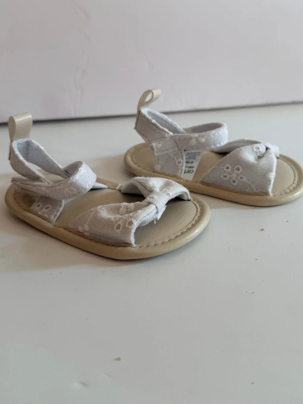 Carter's White Eyelet Bow Baby Sandals